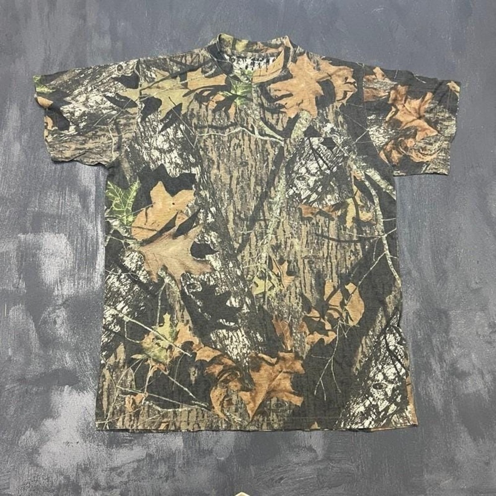 Vintage Mossy Oak Camo Shirt Mens Large Brown 1990s Pocket Tee